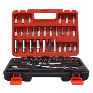 53 Pcs 1/4" Socket Wrench Set Metric Tools Kit with Wrench