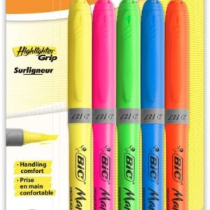 BIC Briliteliner Grip Markör – Farklı Renklerde (5 Adet