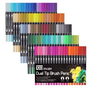 Colouring Pens, 100 Colours Art Watercolour Brush Pens Tip