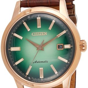 Citizen Mens Mechanical Watch, Analog Display And Leather S