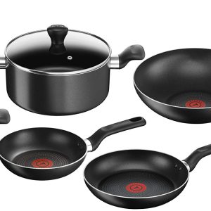 Tefal Super Cook Non-Stick 12 Pcs Cooking Set, Black, Alumi