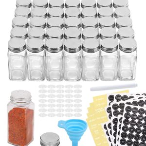 AOZITA 36 Pcs Glass Spice Jars with Spice Labels - 4oz Empt