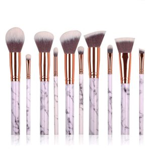 10 PCS Marble pattern Makeup Brushes Set Foundation Eyebrow