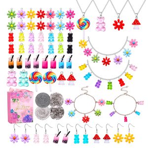 263 PCS Charm Bracelet Making Kit,Colorful Gummy Candy Bear