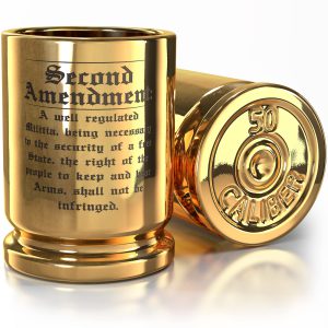 2A 50 Cal Brass Ceramic Shot Glasses - Set of 2 - Engraved
