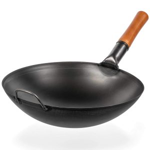 YOSUKATA Carbon Steel Wok Pan - 14 “ Woks and Stir Fry Pa